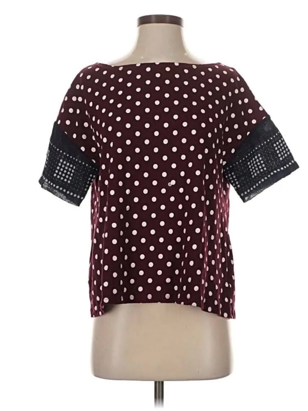 Anthropologie Lili’S Closet Polka Dot Short Sleeve Top in Wine